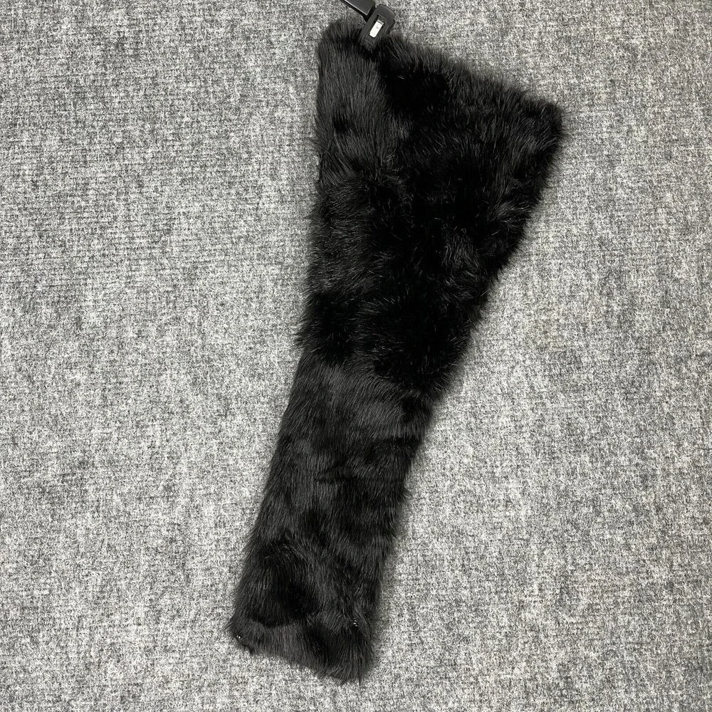 Soft Surroundings Faux Fur‎ Scarf Wrap Black Shag Neck Warmer OS Womens